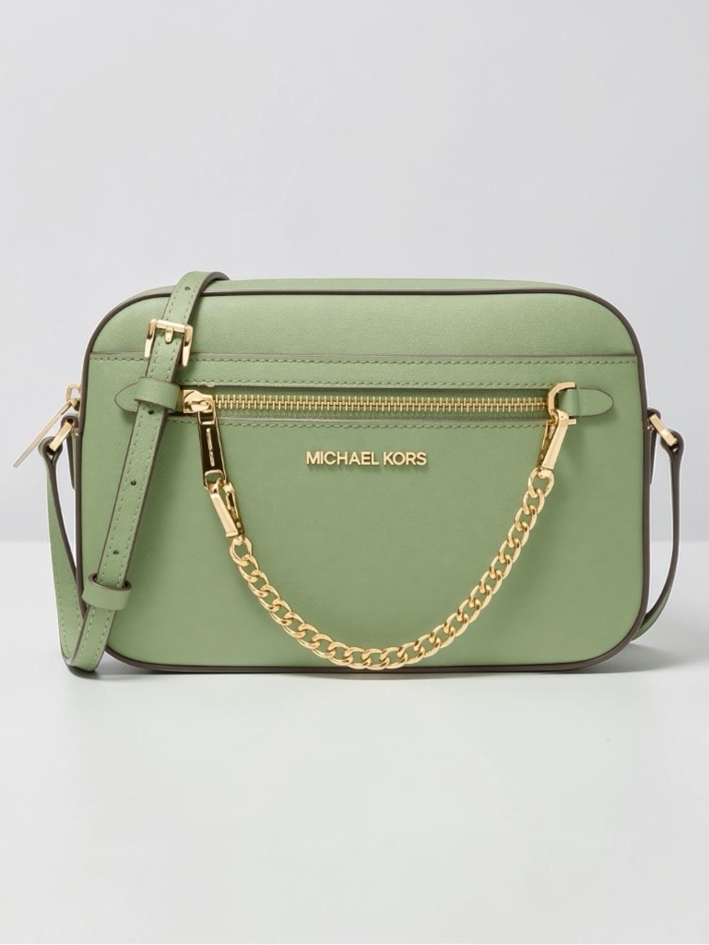 Michael Kors Jet Set Large Saffiano Leather Crossbody Bag in Sage